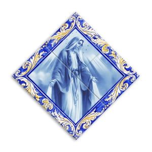 Quadro Imagem Nossa Senhora das Graças em Azulejo Decorativo Estilo Balão