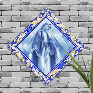 Quadro Imagem Nossa Senhora das Graças em Azulejo Decorativo Estilo Balão