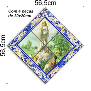 Quadro Imagem Nossa Senhora de Fátima em Azulejo Decorativo Estilo Balão