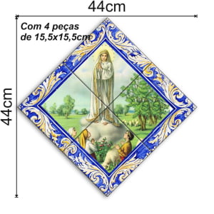 Quadro Imagem Nossa Senhora de Fátima em Azulejo Decorativo Estilo Balão