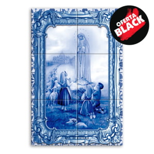 Quadro Imagem Nossa Senhora de Fátima em Azulejo Decorativo Estilo Português