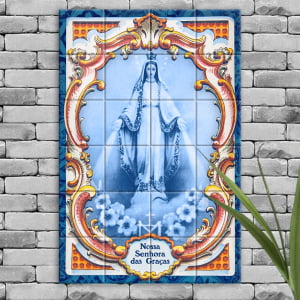 Quadro Imagem Nsa das Graças em Azulejo Decorativo Estilo Português Antigo