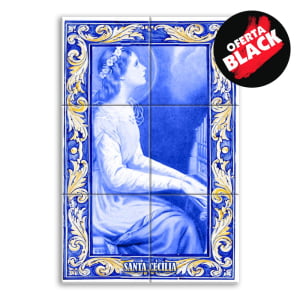 Quadro Imagem Santa Cecília em Azulejo Decorativo Estilo Português