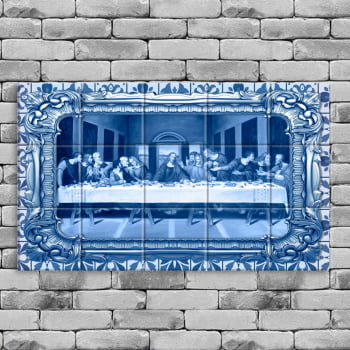 Quadro Imagem Santa Ceia em Azulejo Decorativo Estilo Português