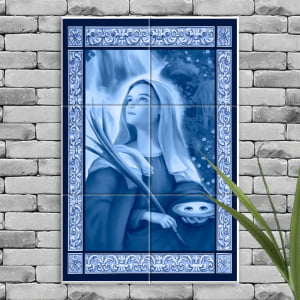 Quadro Imagem Santa Luzia em Azulejo Decorativo Estilo Português