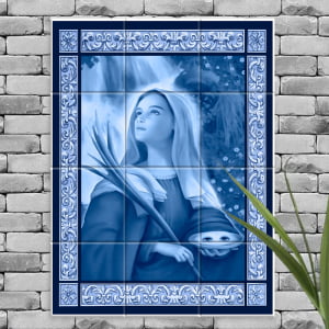 Quadro Imagem Santa Luzia em Azulejo Decorativo Estilo Português