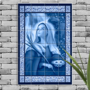 Quadro Imagem Santa Luzia em Azulejo Decorativo Estilo Português