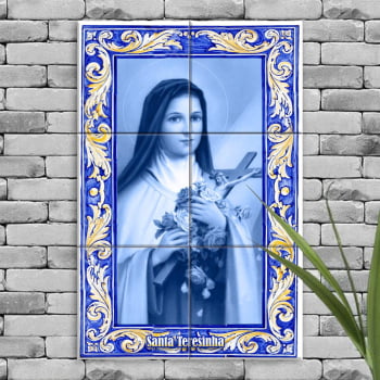 Quadro Imagem Santa Terezinha em Azulejo Decorativo Est. Portugues