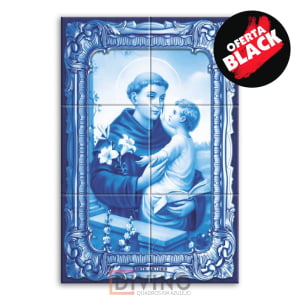 Quadro Imagem Santo Antônio em Azulejo Decorativo Estilo Português