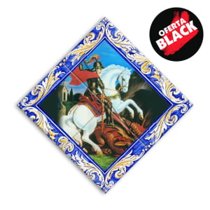 Quadro Imagem São Jorge em Azulejo Decorativo Estilo Balão