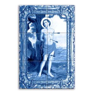 Quadro Imagem São Sebastião em Azulejo Decorativo Estilo Português