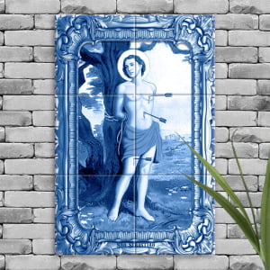 Quadro Imagem São Sebastião em Azulejo Decorativo Estilo Português