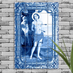 Quadro Imagem São Sebastião em Azulejo Decorativo Estilo Português