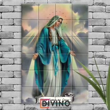 Quadro Imagem Nossa Senhora das Graças em Azulejo Decorativo Colorido