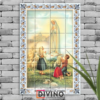 Quadro Imagem Nossa Senhora de Fátima em Azulejo Decorativo Colorido