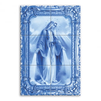 Quadro Imagem Nossa Senhora das Graças em Azulejo Decorativo Estilo Português