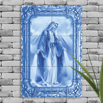 Quadro Imagem Nossa Senhora das Graças em Azulejo Decorativo Estilo Português