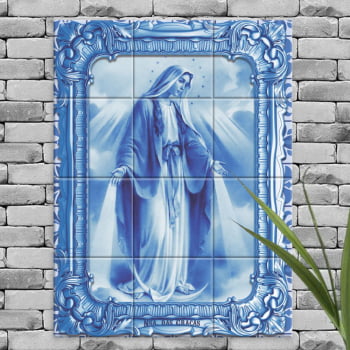 Quadro Imagem Nossa Senhora das Graças em Azulejo Decorativo Estilo Português