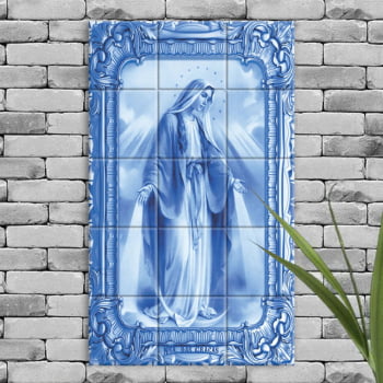 Quadro Imagem Nossa Senhora das Graças em Azulejo Decorativo Estilo Português