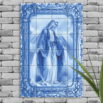 Quadro Imagem Nossa Senhora das Graças em Azulejo Decorativo Estilo Português