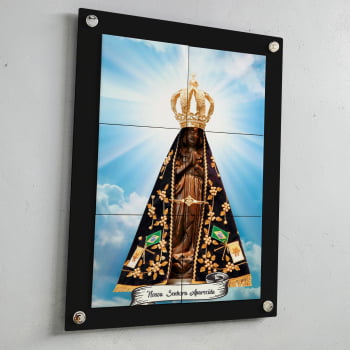 Quadro Decorativo com Imagem de Nossa Senhora Aparecida em Azulejo 50x70cm