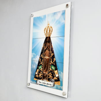 Quadro Decorativo com Imagem de Nossa Senhora Aparecida em Azulejo 50x70cm