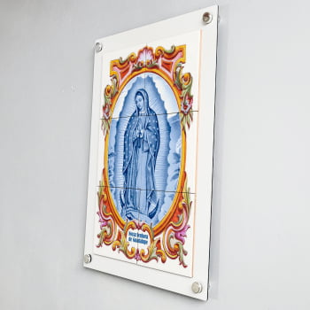 Quadro Decorativo com Imagem de Nossa Senhora de Guadalupe em Azulejo 50x70cm