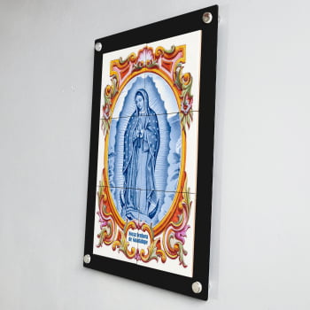 Quadro Decorativo com Imagem de Nossa Senhora de Guadalupe em Azulejo 50x70cm