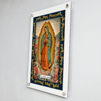 Quadro Decorativo com Imagem de Nossa Senhora de Guadalupe em Azulejo Colorido 50x70cm