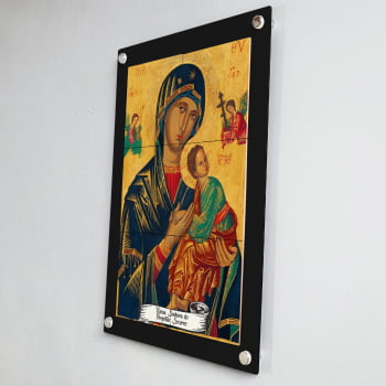 Quadro Decorativo com Imagem de Nossa Senhora do Perpétuo Socorro em Azulejo 50x70cm