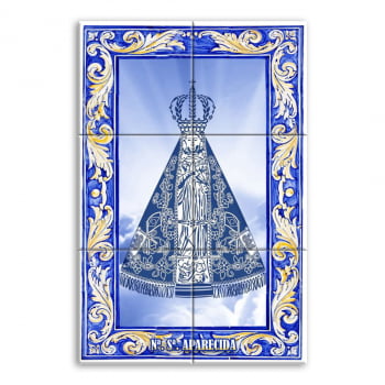 Quadro Imagem Nossa Senhora Aparecida em Azulejo Decorativo Estilo Português