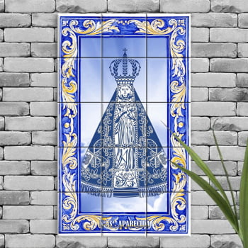 Quadro Imagem Nossa Senhora Aparecida em Azulejo Decorativo Estilo Português