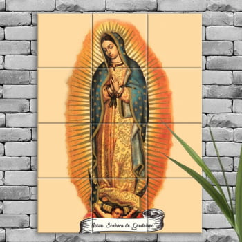 Quadro Imagem Nossa Senhora de Guadalupe em Azulejo Decorativo Colorido