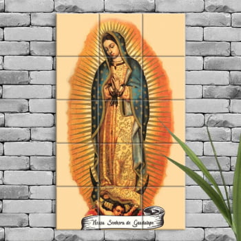 Quadro Imagem Nossa Senhora de Guadalupe em Azulejo Decorativo Colorido