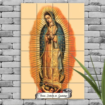 Quadro Imagem Nossa Senhora de Guadalupe em Azulejo Decorativo Colorido