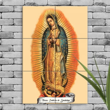 Quadro Imagem Nossa Senhora de Guadalupe em Azulejo Decorativo Colorido