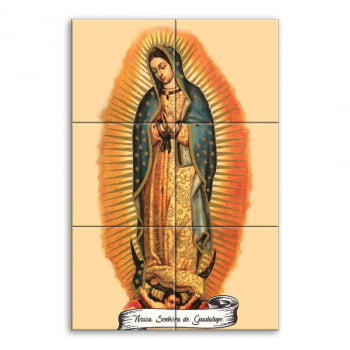 Quadro Imagem Nossa Senhora de Guadalupe em Azulejo Decorativo Colorido