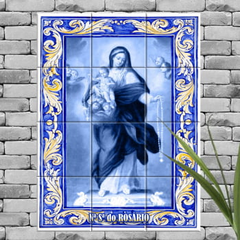 Quadro Imagem Nossa Senhora do Rosário em Azulejo Decorativo Estilo Português