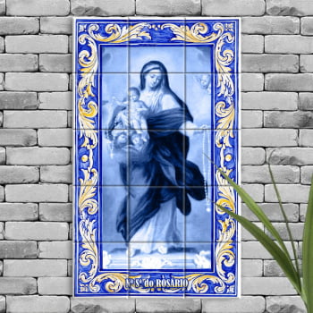 Quadro Imagem Nossa Senhora do Rosário em Azulejo Decorativo Estilo Português