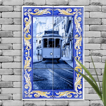 Quadro Imagem Bonde 28 Portugal em Azulejo Estilo Português