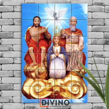 Quadro Imagem Divino Pai Eterno em Azulejo Decorativo Colorido