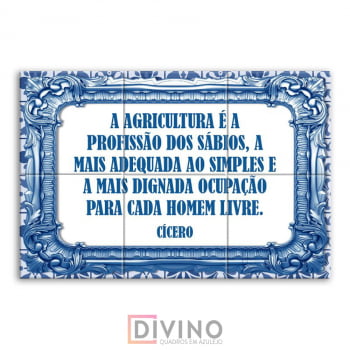 Quadro Imagem Texto Agricultura em Azulejo Decorativo Estilo Português