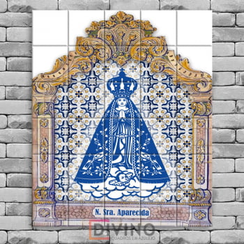 Quadro Imagem Nossa Senhora Aparecida em Azulejo Decorativo Estilo Português