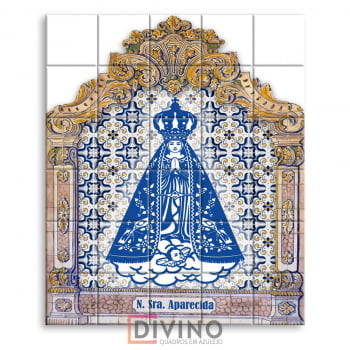 Quadro Imagem Nossa Senhora Aparecida em Azulejo Decorativo Estilo Português