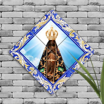 Quadro Imagem Nossa Senhora Aparecida em Azulejo Decorativo Estilo Balão