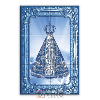 Quadro Imagem Nossa Senhora Aparecida em Azulejo Decorativo Estilo Português