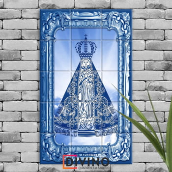 Quadro Imagem Nossa Senhora Aparecida em Azulejo Decorativo Estilo Português