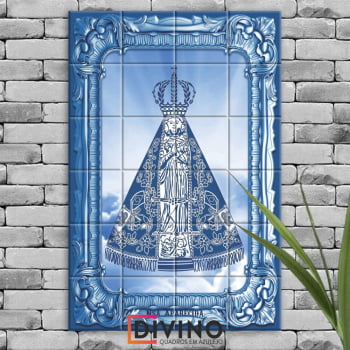 Quadro Imagem Nossa Senhora Aparecida em Azulejo Decorativo Estilo Português