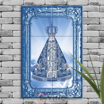 Quadro Imagem Nossa Senhora Aparecida em Azulejo Decorativo Estilo Português