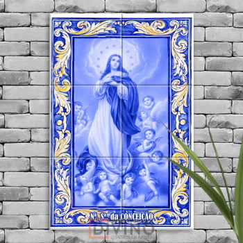 Quadro Imagem Nossa Senhora da Conceição em Azulejo Decorativo Estilo Português